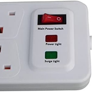 8 Gang Power Surge Protected Socket with 2m Extension Lead Switch - White by ShaniTech