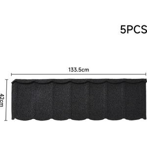 5PCS Galvanized Asphalt Shingles Roofing Sheets - Black / 133.5cm by Livingandhome