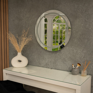 IP44 Round Bathroom Mirror Integrated LED Lights Touch Control and Demister Pad - Silver by ValueLights