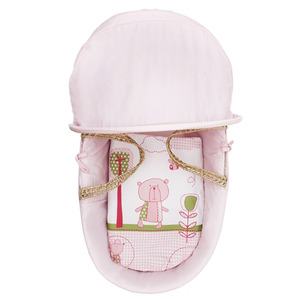 Tiny Ted Pink Moses Basket With White Rocking Stand - Pink by Kinder Valley