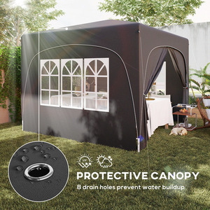 Outsunny 3 x 3(m) Pop Up Gazebo with Sides, UPF50 - Black by Outsunny
