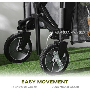 Outsunny Folding Garden Trolley on Wheels Trolley Utility Wagon - Grey by Outsunny