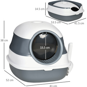 PawHut Enclosed Cat Litter Tray with Lid - White by PawHut