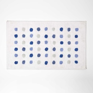 Cotton Tufted Bath Mat Polka Dot Design - White Blue by Homescapes