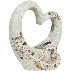 Solar Double Floral Heart Planter