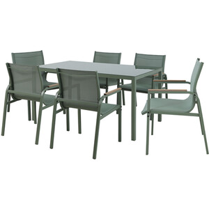 Olivia Sling 6 Seater Dining Set - Green by Outdoor Essentials