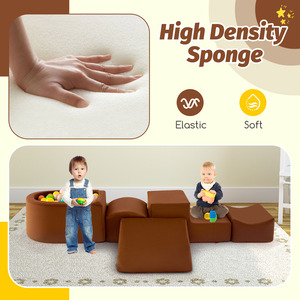 5-Piece Kids Soft Climbing Blocks - Brown by Costway