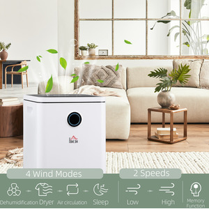 HOMCOM Portable Dehumidifier with WiFi Smart App Control for Home Laundry - White, Black by HOMCOM