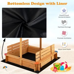 Kids Play Station Sandbox - Brown by Costway