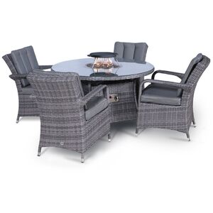 Arizona Fire Pit Round Rattan Patio Dining Set - Grey / 4 by Giardino