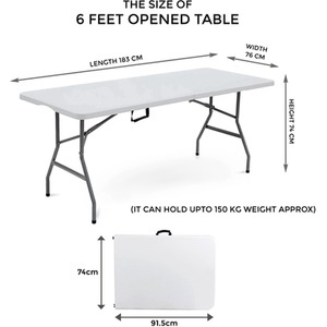 6ft Camping Table Heavy Duty Waterproof Foldable Portable Outdoor - White