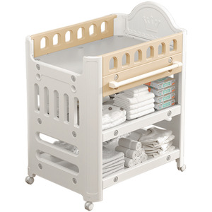 Mobile Baby Diaper Changing Table with 4 Drawers and Storage Shelf by Livingandhome
