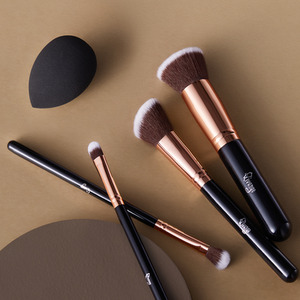 12 pcs Makeup Brush Set with Travel Case - Rose Gold by Livingandhome