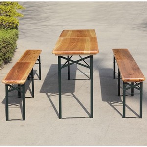 3 Piece Folding Beer Table Set - Natural by BIRCHTREE