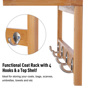 HOMCOM Mounted Bamboo Shelf Clothes Rack - Brown by HOMCOM