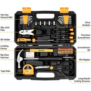 62 Pieces Basic Tool Box - Black and Yellow