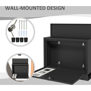 HOMCOM Wall Mounted Letter Box Post Box for Outside Mailbox with 2 Keys - Black by HOMCOM
