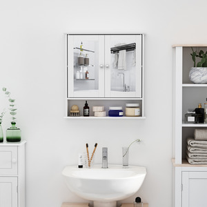 kleankin Wall-mounted Bathroom Cabinet Mirror - White by kleankin