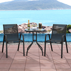 3 Pcs Patio Bistro Set - Black by Costway