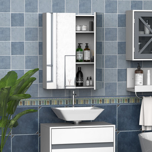 Wall Mount Mirror Cabinet Bathroom Storage - White
