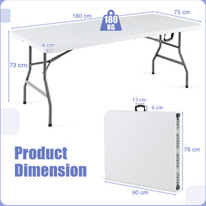 Utility Long Camping Table - White by Costway