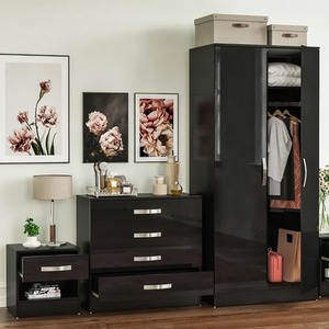 Hulio Trio Bedroom Set - Black / 47cm / MDF by Vida Designs