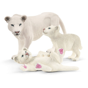SCHLEICH Wild Life Lion Mother with Cubs Toy Figures - Black by SCHLEICH