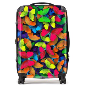 Rainbow Butterflies Suitcase - Green / 80l by Warren Reed - Designer
