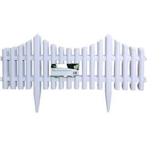 4 Piece Set Wood Effect Picket Fence Garden Edging - White / 6 by Samuel Alexander