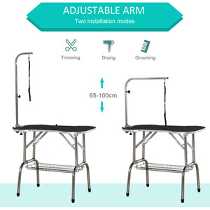 Pet Foldable Grooming Table - Black by PawHut