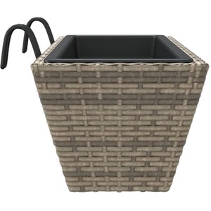 Set of 2 Cream Rattan Balcony Planter - Cream