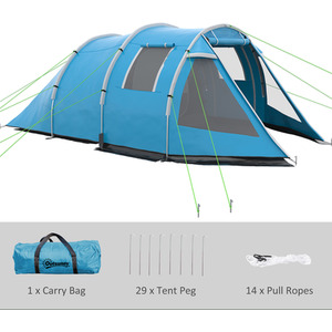Outsunny Camping Tent with 2 Rooms for 3-4 Persons by Outsunny