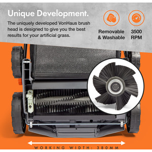 1800W Electric Artificial Grass Brush - Grey by VonHaus