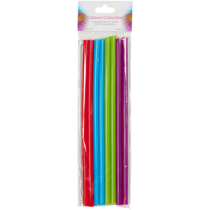 Pack of 8 Colours Collection Straws with Brush