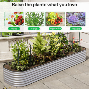 Silver Galvanized Steel Oval Raised Garden Bed by Livingandhome