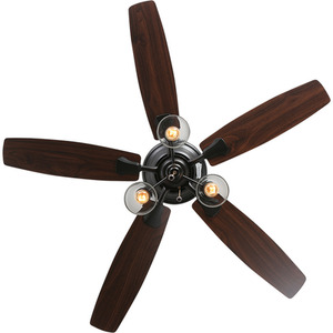 5-Blade Ceiling Fan Light with Glass Cup Shade and Pull String - Brown by Livingandhome