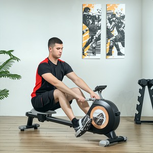 Rowing Machine with 16-Level Magnetic Resistance and LCD Monitor - Black by SPORTNOW