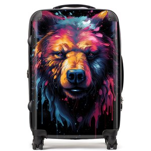 Splashart Bear Face Suitcase - Brown / 80l by Warren Reed - Designer