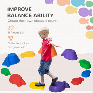 Outsunny 11-Piece Kids Balance Stepping Stones - Multicoloured by Outsunny