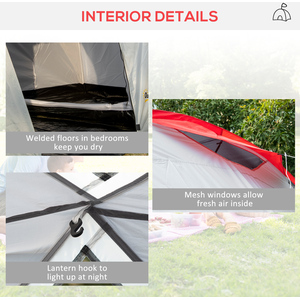 Outsunny Tunnel Tent with 2 Bedroom, Living Area and Vestibule for 4-6 Person by Outsunny