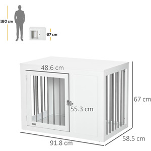 PawHut Dog Crate Pet Cage Kennel Furniture Style - White / 91.8cm by PawHut