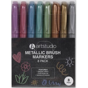 Pack of Eight Art Studio Metallic Brush Markers by Art Studio