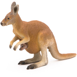 PAPO Wild Animal Kingdom Kangaroo with Joey Toy Figure - Brown by PAPO