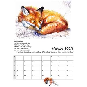 Foxes in Watercolour 2024 Calendar by BebesArts