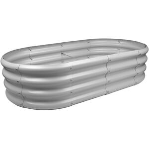 Rounded Galvanised Steel Raised Garden Bed - 120cm x 60cm - Silver by Harbour Housewares