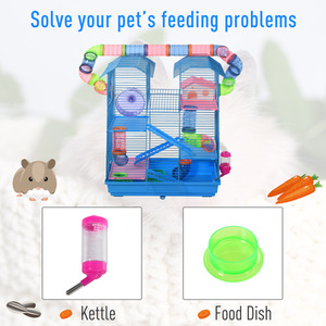 Pawhut 5 Tier Small Animal Cage with Exercise Wheels - Blue by Pawhut