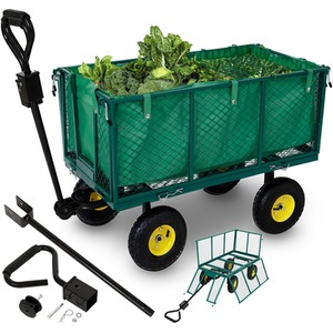 Hand Truck Garden Cart With Tread Tires - Green by Arebos