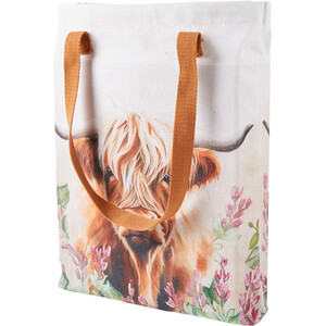 Highland Cow Canvas Tote Bag - Natural