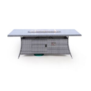 Arizona Fire Pit Square Rattan Patio Dining Set - Grey / 8 by Giardino