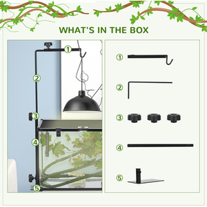 Reptile Lamp Stand with Hook Hanging Base - Black by PawHut